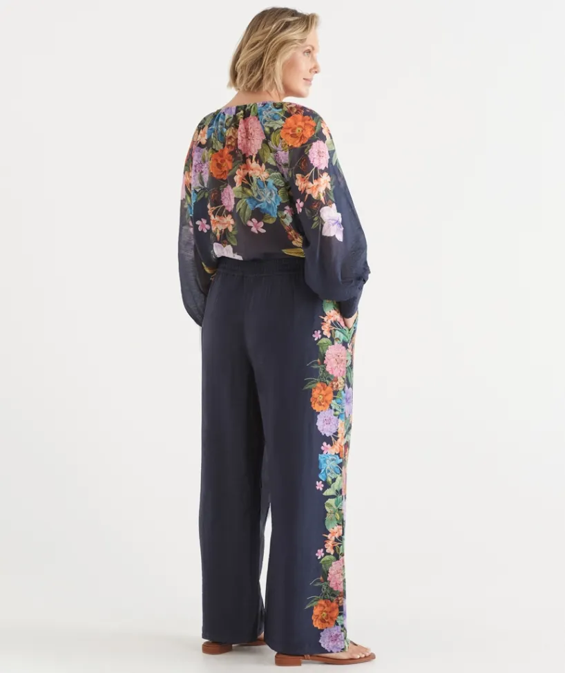 Sussan Matching Sets>Floral Botanical Wide Leg Pant INK