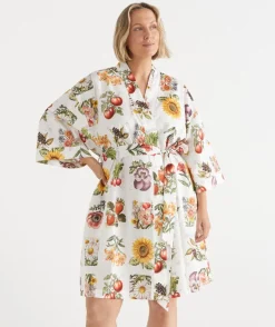 Sussan Dressing Gowns>Floral Garden Stamp Print Robe MULTI