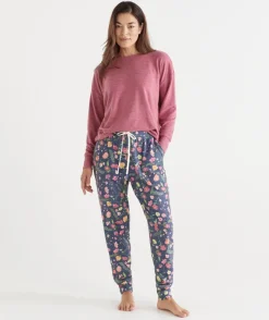 Sussan Pyjama Bottoms>Floral Print Novelty Pyjama Pant FRENCH NAVY