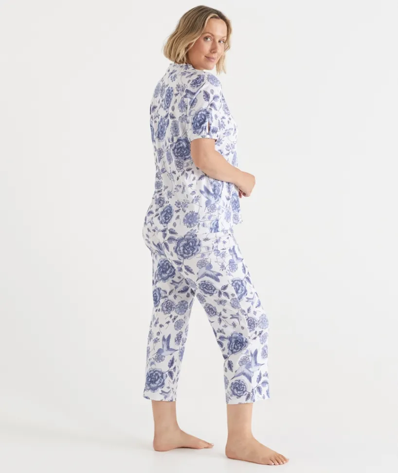 Sussan Pyjama Sets>Floral Toile 3/4 Pyjama Set WHITE