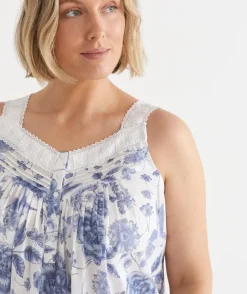 Sussan Nighties>Floral Toile Sleeveless Nightie WHITE