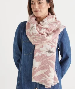 Sussan Knit Accessories|Scarves>Floral Whisper Plisse Scarf ROSE