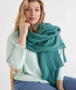 Sussan Scarves>Frayed Edge Scarf - Jade DEEP JADE