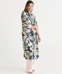 Sussan Dressing Gowns>Fruity Floral Robe FRENCH NAVY