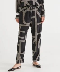 Sussan Pants>Geometric Print Tapered Pant BLACK