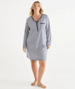 Sussan Nighties|Everyday Icons>Gingham Long Sleeve Nightie
