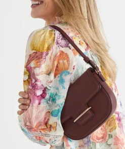 Sussan Bags>Gold Buckle Crossbody Bag - CRIMSON