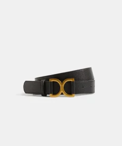 Sussan Belts>Gold Detail Buckle Leather Belt BLACK