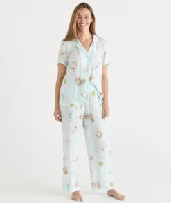Sussan Pyjama Sets>Jetsetter Travel Short Sleeve Novelty Pyjama Set MINT