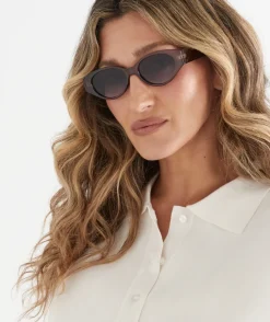 Sussan Sunglasses>Jonava Oval Sunglasses CHARCOAL