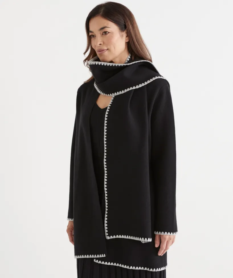 Sussan Jackets & Coats|Knitwear>Knit Scarf Coatigan BLACK
