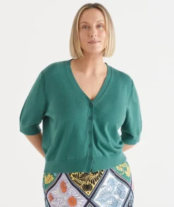 Sussan Knitwear|Tops>Knit Short Sleeve V Nack Cardigan