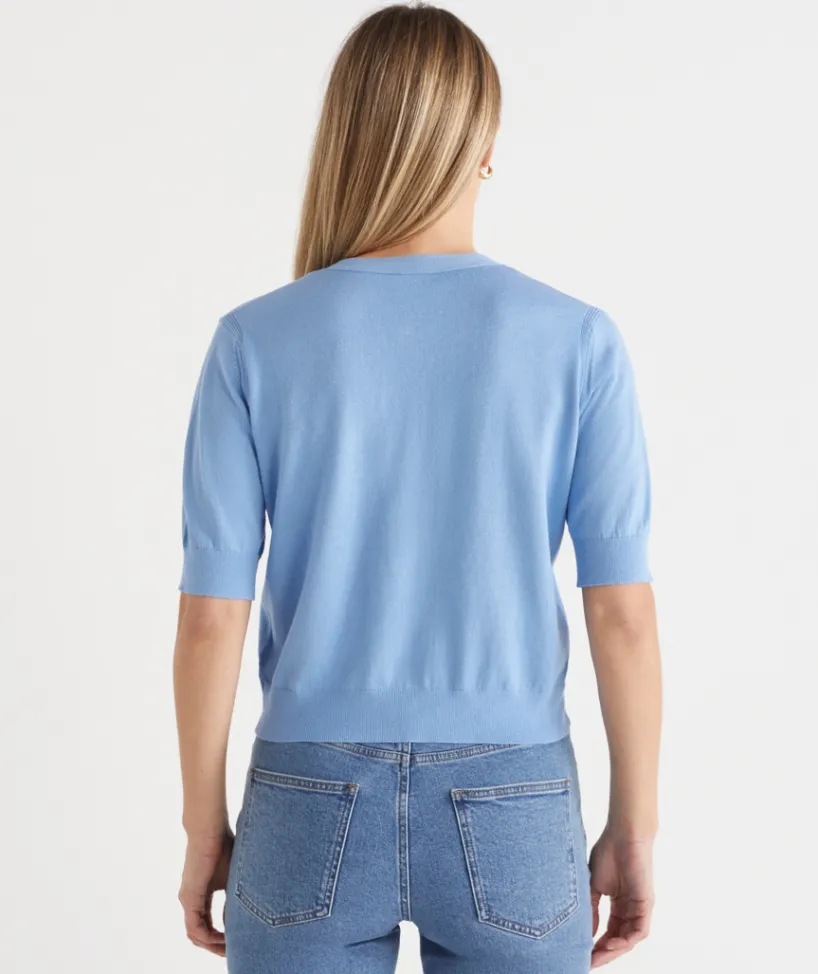 Sussan Tops|Knit Cardigans>Knit Short Sleeve V Neck Cardigan