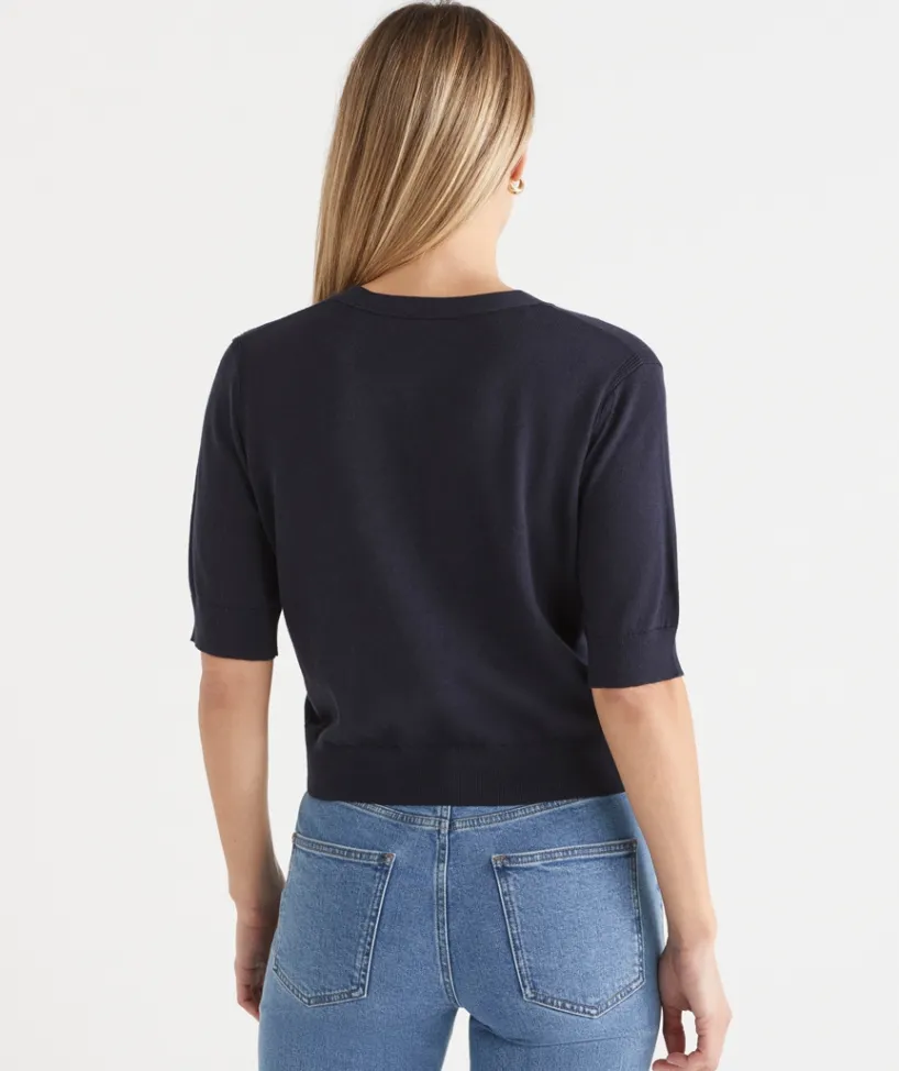 Sussan Tops|Knit Cardigans>Knit Short Sleeve V Neck Cardigan