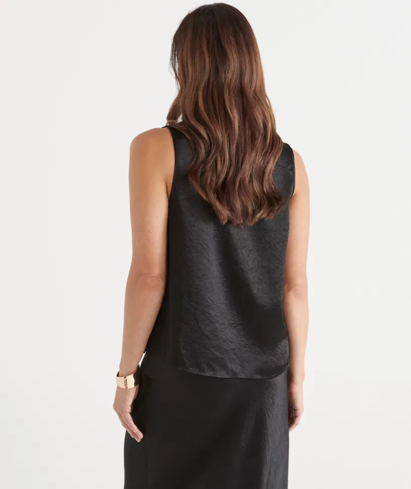 Sussan Tops|Matching Sets>Lace Trim Satin Cami BLACK