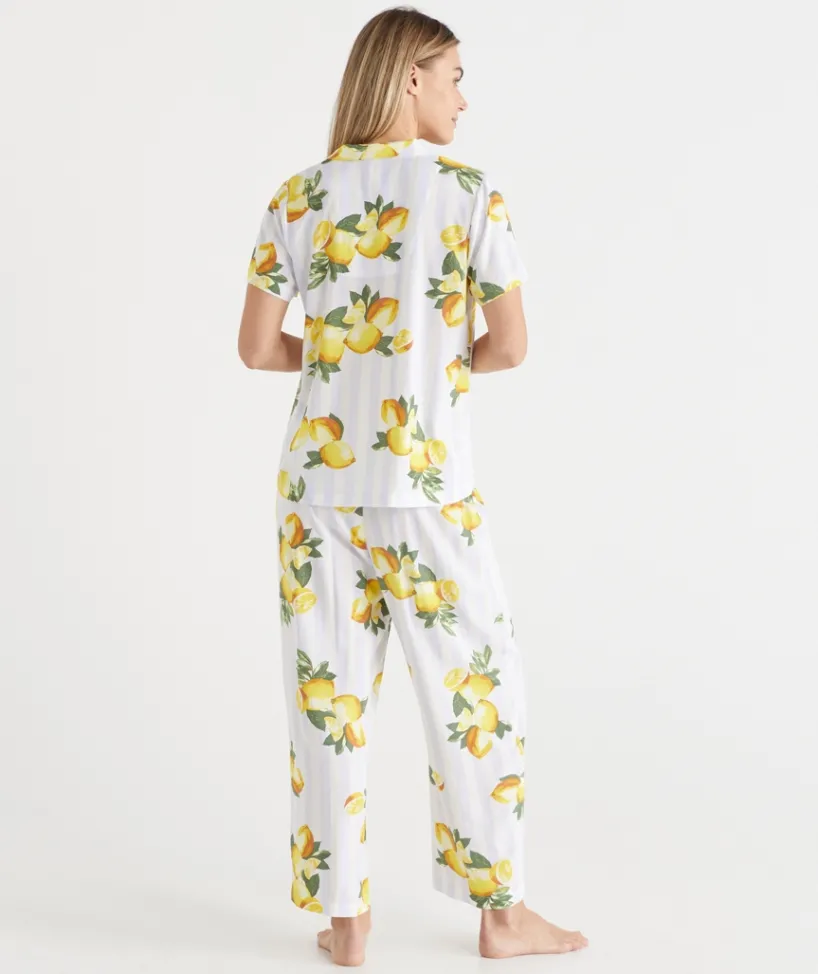 Sussan Pyjama Sets>Lemon Print Short Sleeve Novelty Pyjama Set WHITE