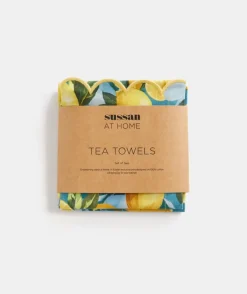 Sussan Gift & Wellbeing>Lemon Print Tea Towel Set - BLUE