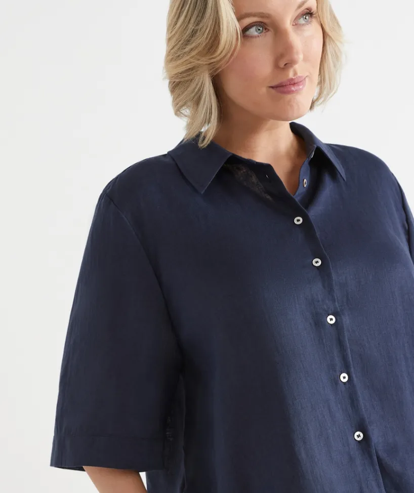 Sussan Tops|Shirts & Blouses>LINEN SS SHIRT