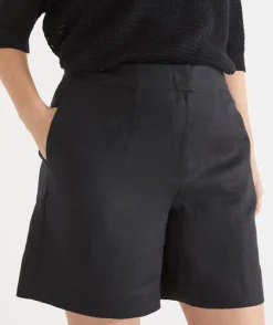 Sussan Shorts>Linen Tailored Short BLACK