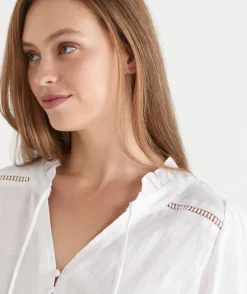 Sussan Tops|Shirts & Blouses>LINEN TRIM DETAIL TOP