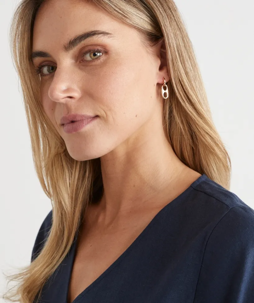 Sussan Jewellery>Link Drop Huggie Earring - GOLD