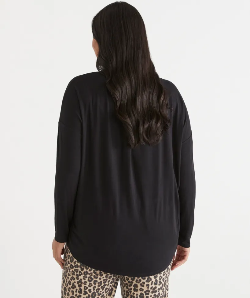 Sussan Tops|T-Shirts>Long Sleeve Pleat Back Tee