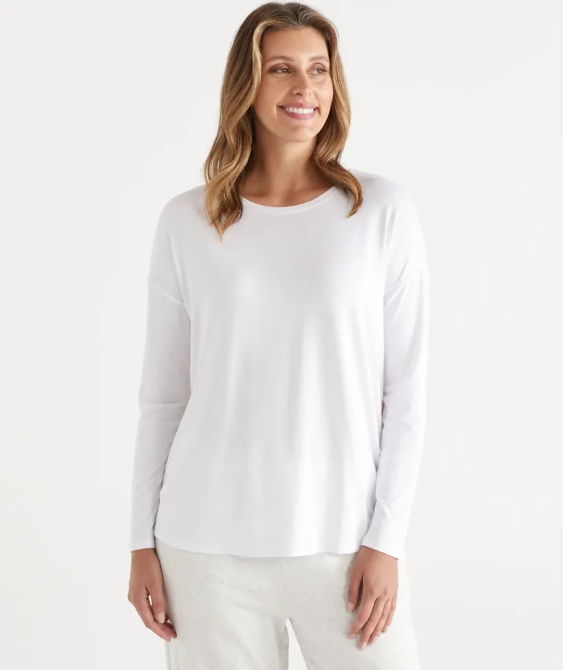 Sussan Tops|T-Shirts>Long Sleeve Pleat Back Tee