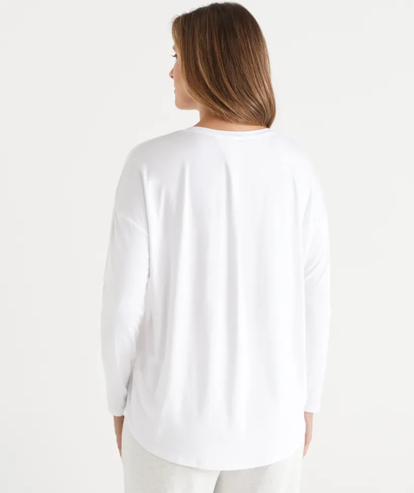 Sussan Tops|T-Shirts>Long Sleeve Pleat Back Tee
