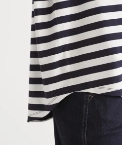 Sussan Tops>Long Sleeve Stripe Pleat Back Top - INK