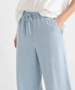 Sussan Pants|Matching Sets>Lyocell Drawstring Wide Leg Pant - LIGHT WASH