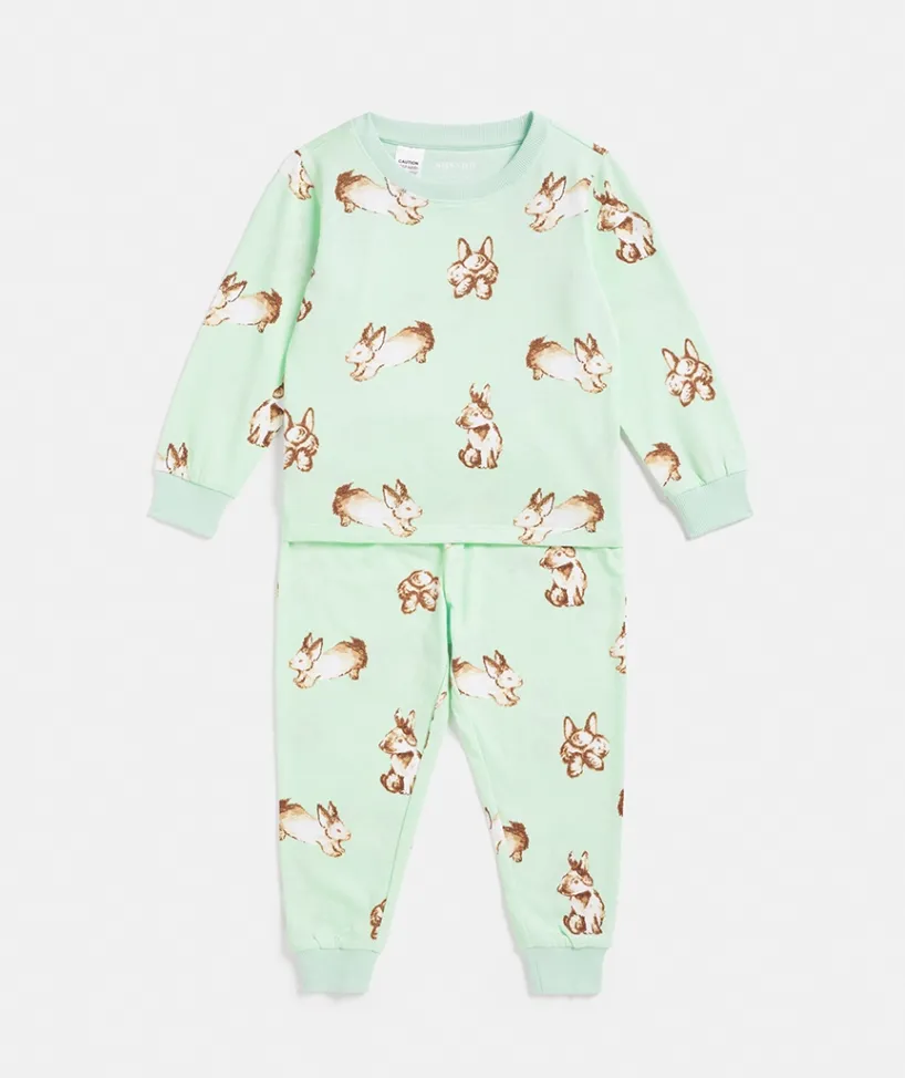 Sussan Pyjama Sets>Mini Me Bunny Novelty Pyjama Set SOFT GREEN