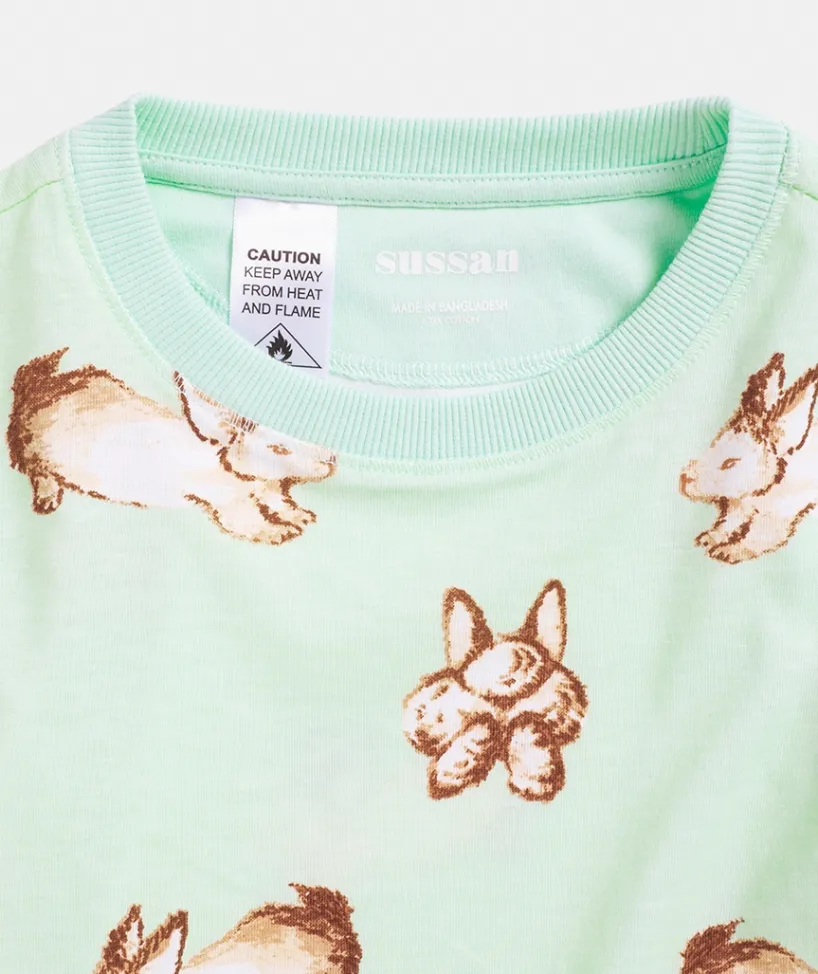 Sussan Pyjama Sets>Mini Me Bunny Novelty Pyjama Set SOFT GREEN