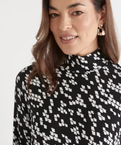 Sussan Tops>Mono Twist Skivvy Top - BLACK