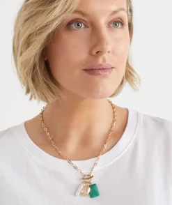 Sussan Jewellery>Multi Stone Chain Necklace GOLD