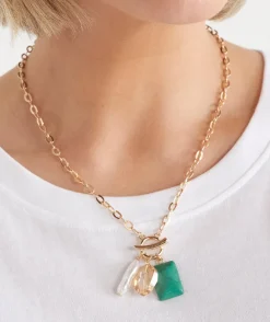 Sussan Jewellery>Multi Stone Chain Necklace GOLD