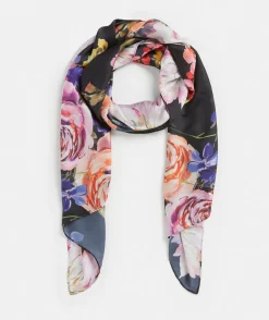 Sussan Knit Accessories|Scarves>Painted Bloom Scarf - BLACK