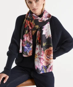 Sussan Knit Accessories|Scarves>Painted Bloom Scarf - BLACK