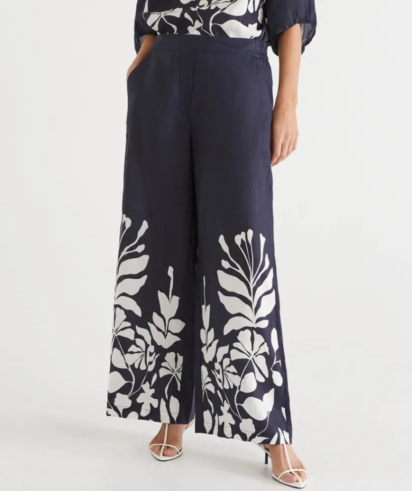 Sussan Pants|Matching Sets>Palm Placement Wide Leg Pant MIDNIGHT
