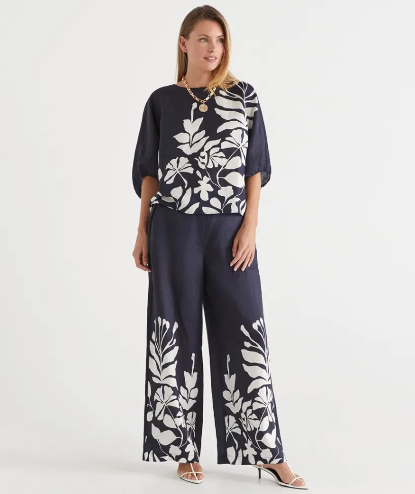 Sussan Pants|Matching Sets>Palm Placement Wide Leg Pant MIDNIGHT