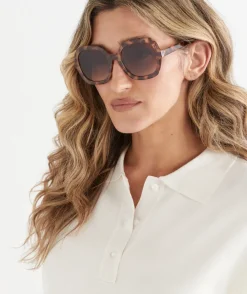 Sussan Sunglasses>Parla Dark Tort Oversized Sunglasses TORTOISE SHELL