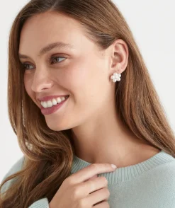 Sussan Jewellery>Pearl Flower Stud Earring SILVER