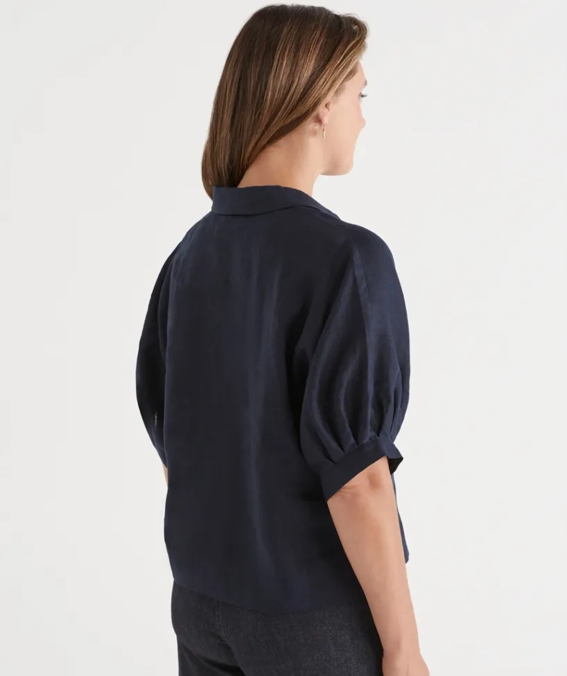 Sussan Tops|Shirts & Blouses>Pleat Detail Shirt MIDNIGHT