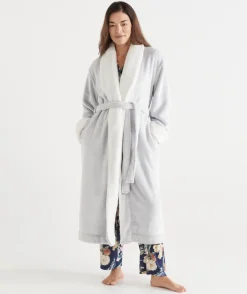 Sussan Dressing Gowns>Plush Robe SILVER MARLE