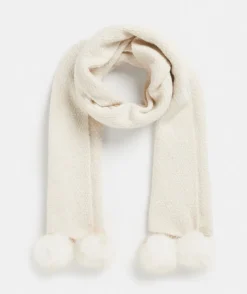 Sussan Knit Accessories|Scarves>Pom Pom Knit Scarf PARCHMENT