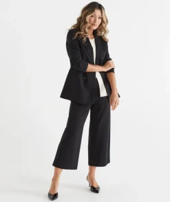 Sussan Pants|Everyday Icons>Ponte Pinstitch Culotte Pant - BLACK