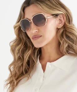 Sussan Sunglasses>Porto Oversized Sunglasses GOLD