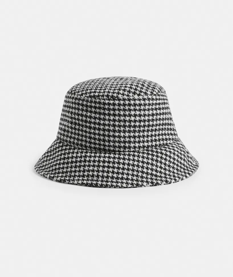 Sussan Hats>Reversible Check Print Bucket Hat COFFEE
