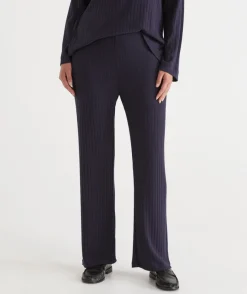 Sussan Pants|Loungewear>Ribbed Straight Leg Pant MIDNIGHT