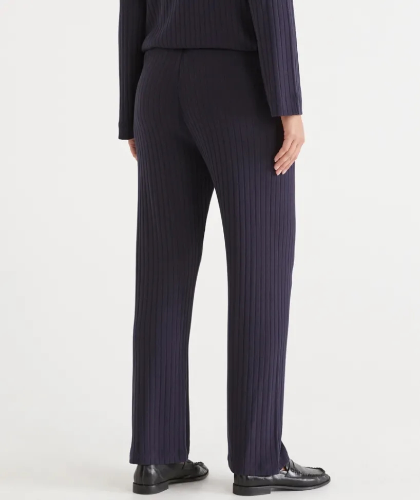 Sussan Pants|Loungewear>Ribbed Straight Leg Pant MIDNIGHT