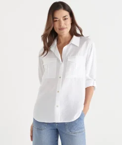 Sussan Tops|Shirts & Blouses>Roll Tab Sleeve Shirt
